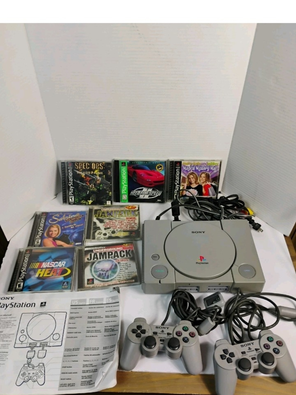Sony Gray PlayStation Console Bundle with Two Gray Controllers & Games